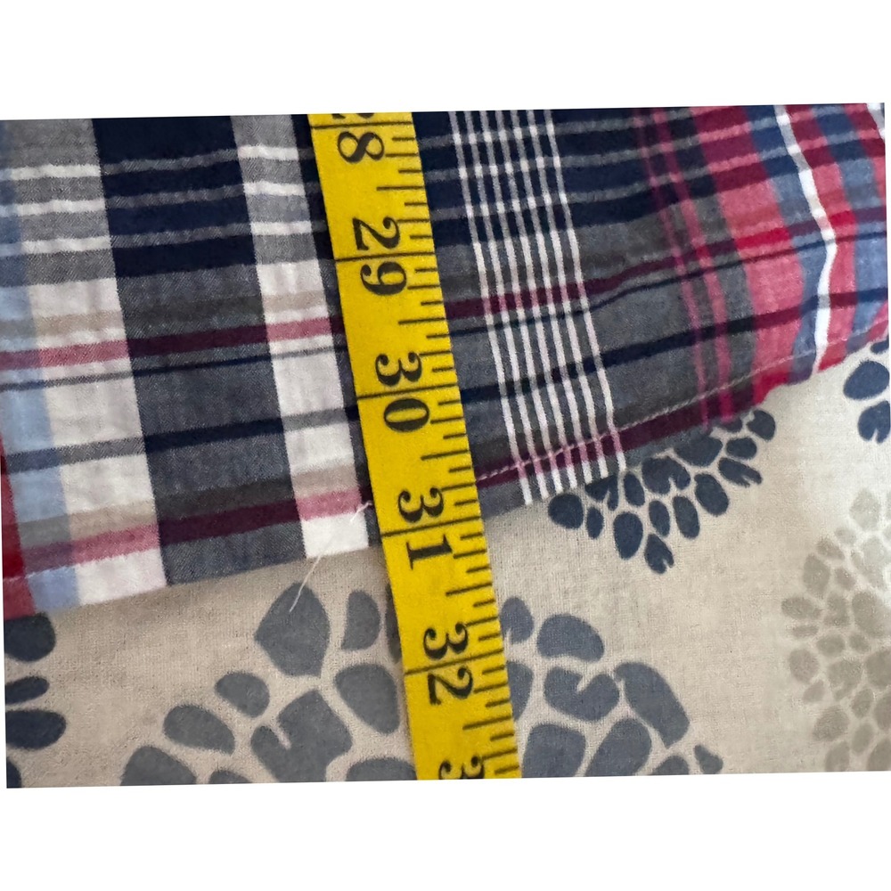 Catherines Womens 3X Plaid Henley Blouse Red Blue 3/4 Roll Tab Sleeve Top - Picture 11 of 11